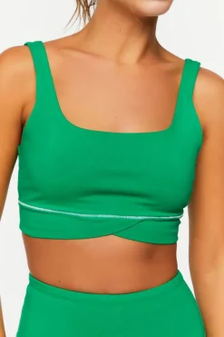 Contrast-Trim Tulip-Hem Sports Bra