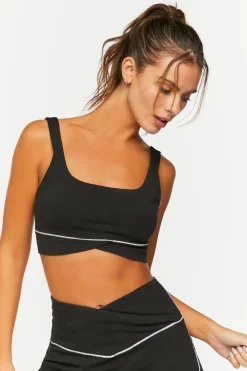 Contrast-Trim Tulip-Hem Sports Bra