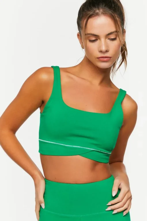 Contrast-Trim Tulip-Hem Sports Bra