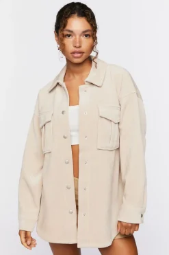 Corduroy Button-Front Shacket