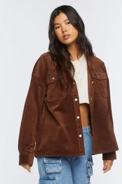 Corduroy Button-Front Shacket