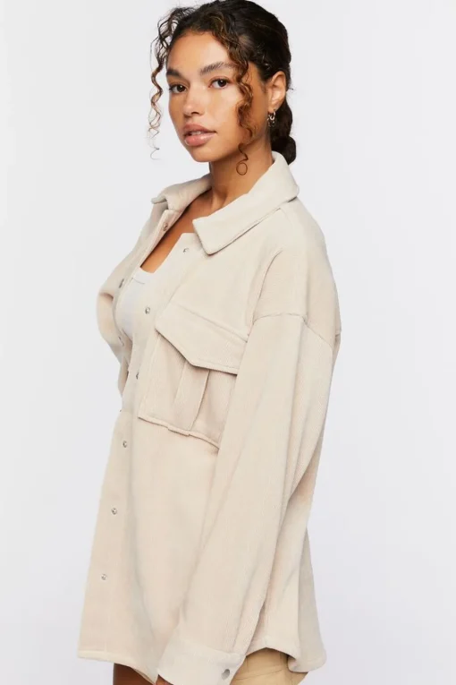 Corduroy Button-Front Shacket