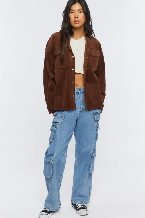 Corduroy Button-Front Shacket