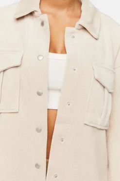 Corduroy Button-Front Shacket
