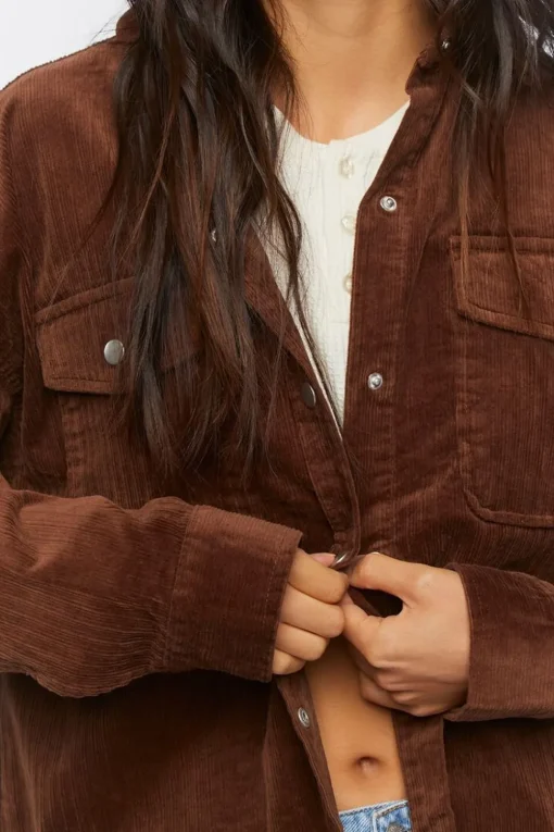 Corduroy Button-Front Shacket