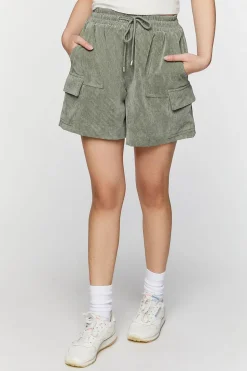 Corduroy Drawstring Bermuda Shorts