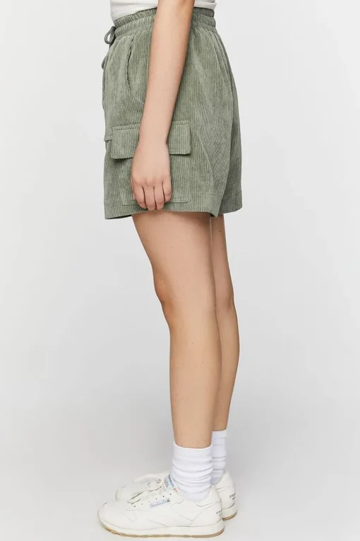 Corduroy Drawstring Bermuda Shorts