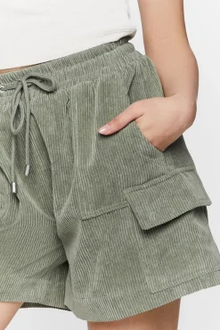 Corduroy Drawstring Bermuda Shorts