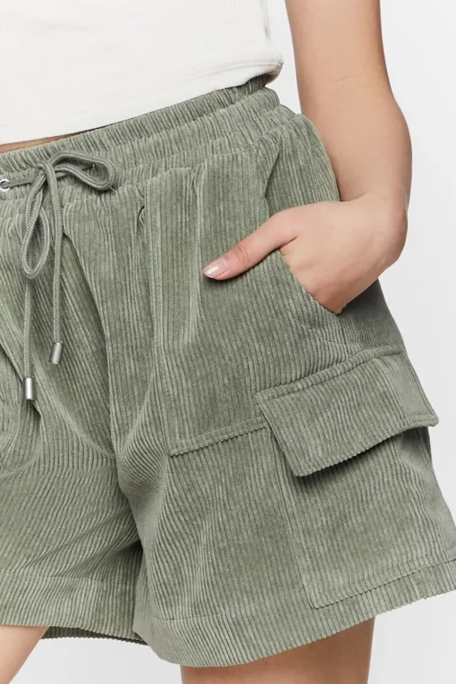 Corduroy Drawstring Bermuda Shorts