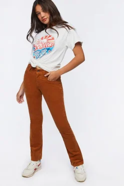 Corduroy Mid-Rise Bootcut Pants