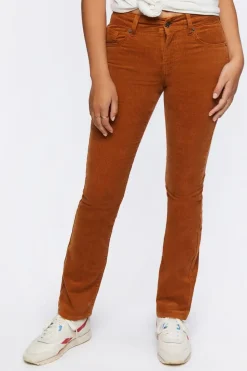 Corduroy Mid-Rise Bootcut Pants