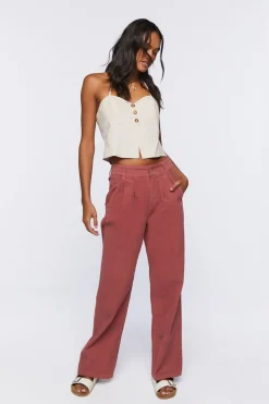 Corduroy Wide-Leg Trouser Pants
