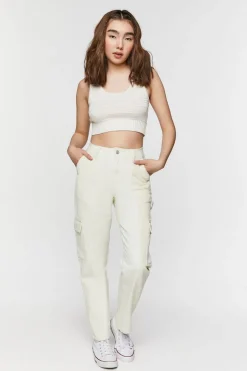 Corduroy-Panel Straight-Leg Utility Pants