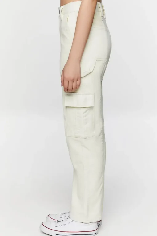 Corduroy-Panel Straight-Leg Utility Pants