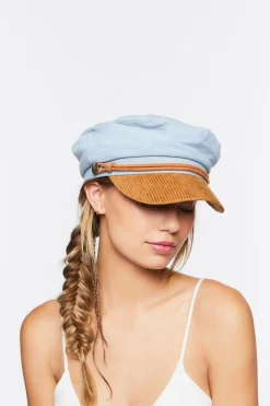 Corduroy-Trim Cabbie Hat