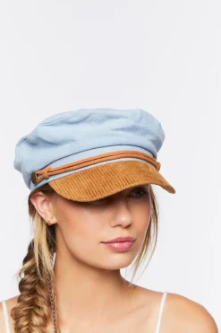 Corduroy-Trim Cabbie Hat