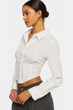 Corset Cropped Poplin Shirt
