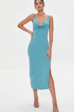 Cowl Crisscross Midi Dress