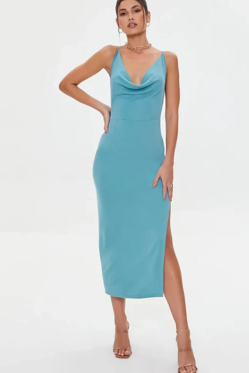 Cowl Crisscross Midi Dress