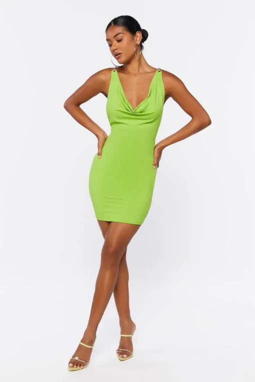 Cowl Neck Crisscross Mini Dress