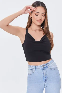 Cowl Neck Ruched Crop Top