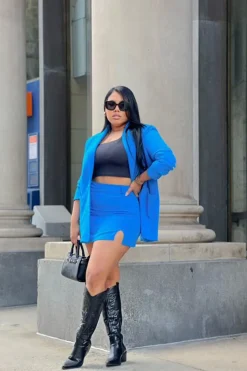 Crepe Blazer & Mini Skirt Set