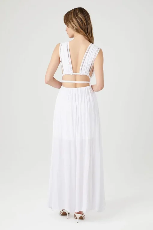 Crepe Caged V-Neck Maxi Dress