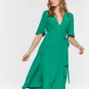 Crepe Midi Wrap Dress
