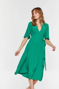 Crepe Midi Wrap Dress