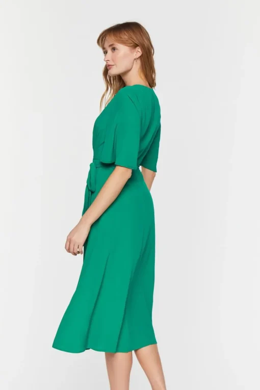 Crepe Midi Wrap Dress