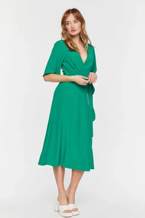 Crepe Midi Wrap Dress