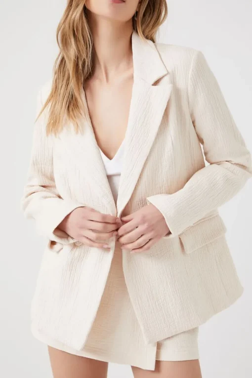 Crinkled Double-Breasted Blazer