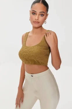 Crinkled Knit Crop Top