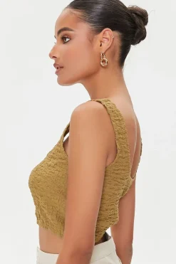 Crinkled Knit Crop Top