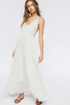 Crisscross Lace-Trim Maxi Dress