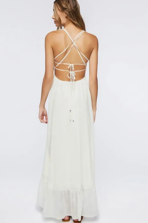 Crisscross Lace-Trim Maxi Dress
