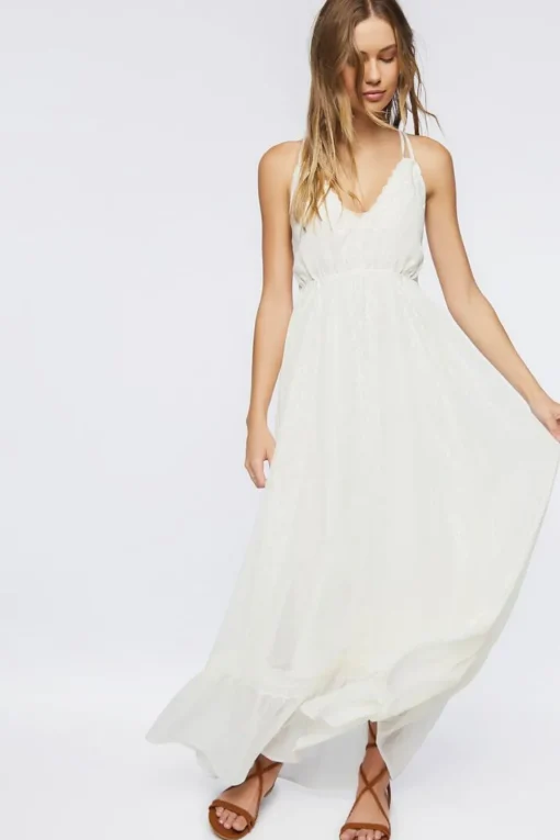 Crisscross Lace-Trim Maxi Dress