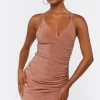 Crisscross Ruched Mini Dress