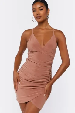Crisscross Ruched Mini Dress