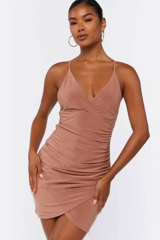 Crisscross Ruched Mini Dress