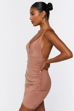 Crisscross Ruched Mini Dress