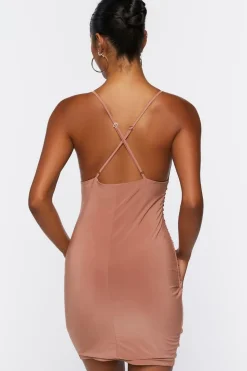 Crisscross Ruched Mini Dress