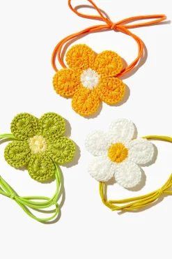 Crochet Flower Hair Tie Set