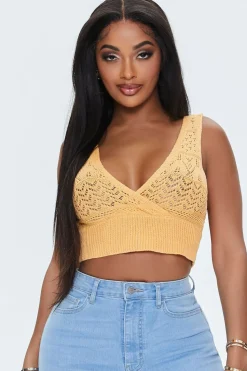 Crochet Lace-Up Crop Top
