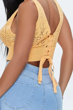 Crochet Lace-Up Crop Top