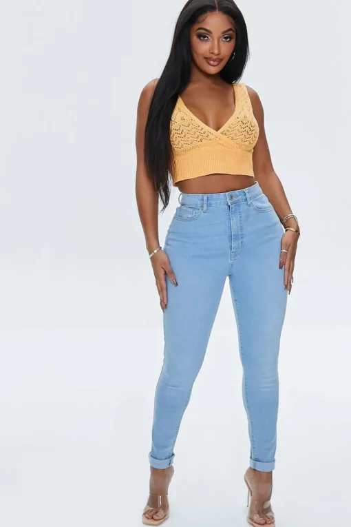 Crochet Lace-Up Crop Top