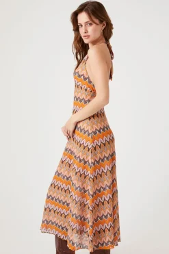 Crochet Ornate Print Halter Dress