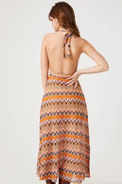 Crochet Ornate Print Halter Dress