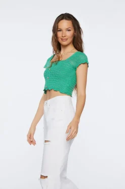 Crochet Sweater-Knit Crop Top