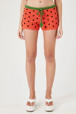 Crochet Sweater-Knit Watermelon Shorts